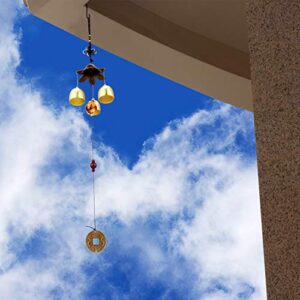 2 Pieces Lucky Wind Chimes Feng Shui Wind Bell 3 Bells Hanging Bell Chimes for Good Luck Home Garden Patio Hanging Decoration