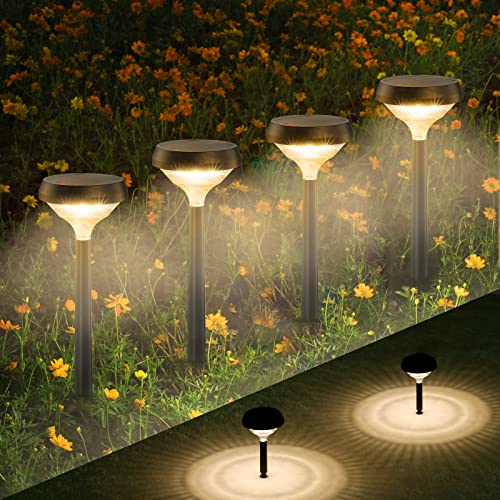 Linkind Solar Pathway Lights 4 Pack, Warm White Bright Solar Lights Outdoor Waterproof, Solar Garden Lights Adjustable Landscape Path Lights for Patio Walkway Yard Driveway Backyard Decorative