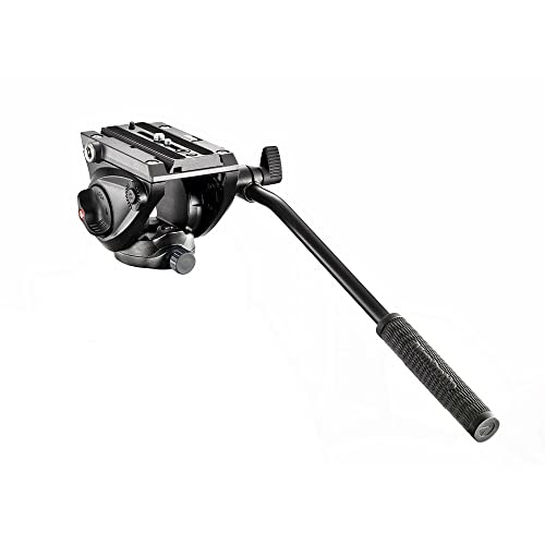 Manfrotto MVH500AH, Lightweight Fluid Video Head with Flat Base, Sliding Plate for Rapid Camera Connection, Supports Multiple Tripods