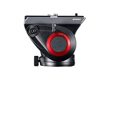 Manfrotto MVH500AH, Lightweight Fluid Video Head with Flat Base, Sliding Plate for Rapid Camera Connection, Supports Multiple Tripods