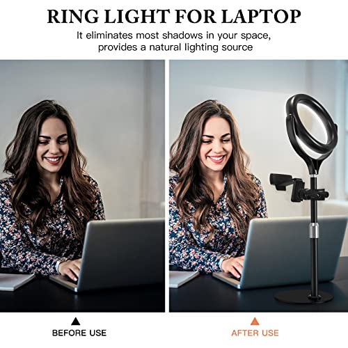 Computer Ring Light for Video Conference Lighting, Desktop Ring Lights with Stand for Laptop Zoom Light, Online Virtual Meeting, Video Call, Selfie Light for Phone Video Recording, Makeup, Live Stream