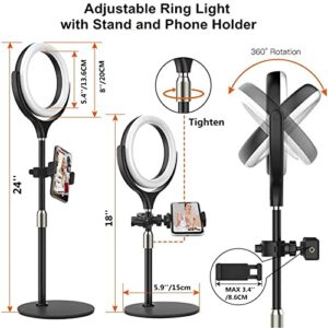 Computer Ring Light for Video Conference Lighting, Desktop Ring Lights with Stand for Laptop Zoom Light, Online Virtual Meeting, Video Call, Selfie Light for Phone Video Recording, Makeup, Live Stream