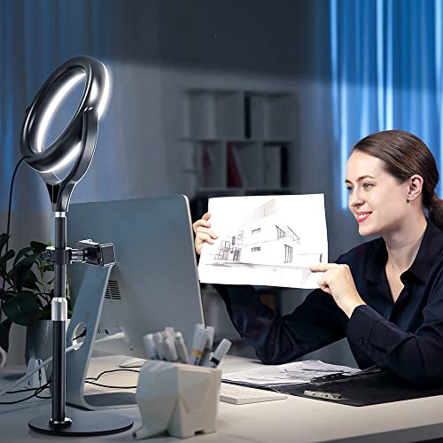 Computer Ring Light for Video Conference Lighting, Desktop Ring Lights with Stand for Laptop Zoom Light, Online Virtual Meeting, Video Call, Selfie Light for Phone Video Recording, Makeup, Live Stream