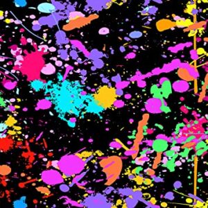 OUYIDA 7X5FT Neno Glow in The Dark Birthday Backdrops Colorful Graffiti Splash Paint Party Background Slime Happy Birthday Black Light Sleppover Party Decorations for Kids Birthday Banner CEM123B