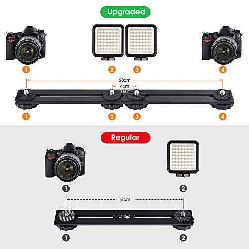 UTEBIT 11 inch Flash Bracket, Dual Camera Mount Flash Bracket Extension Bar with 1/4 Screw Hot Shoe, Straight Flash Bracket Tripod Mount for DSLR Camera LED Light Studio Video Microphone