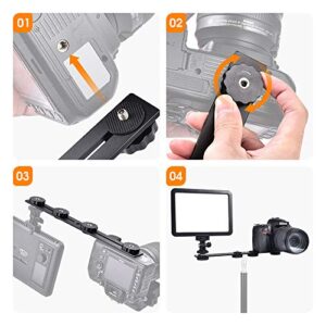 UTEBIT 11 inch Flash Bracket, Dual Camera Mount Flash Bracket Extension Bar with 1/4 Screw Hot Shoe, Straight Flash Bracket Tripod Mount for DSLR Camera LED Light Studio Video Microphone