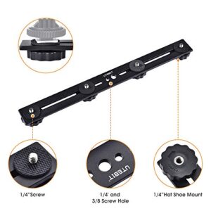 UTEBIT 11 inch Flash Bracket, Dual Camera Mount Flash Bracket Extension Bar with 1/4 Screw Hot Shoe, Straight Flash Bracket Tripod Mount for DSLR Camera LED Light Studio Video Microphone