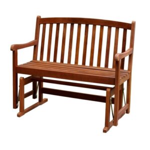 merry garden 2-person glider bench wooden bench for outdoor patio garden dining, stained