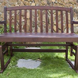 Merry Garden 2-Person Glider Bench Wooden Bench for Outdoor Patio Garden Dining, Stained