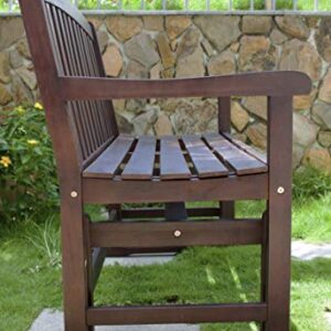 Merry Garden 2-Person Glider Bench Wooden Bench for Outdoor Patio Garden Dining, Stained