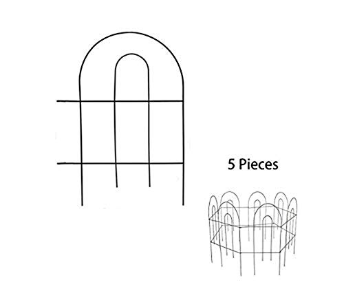 YOUKOOD 18 Inch Decorative Garden Fence 18 in x 13 in, Landscape Panel, Folding Patio Fences Flower Bed Pet Barrier Section Panel Decorative Fence, Animal Barrier for Outdoor Garden Fence (Pack of 5)