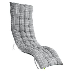 kujobuy colorful outdoor patio lounger cushion sun patio lounger comfortable garden cushion thicker replacement chair seat recliner pad modern designs home décor (grey plaid)