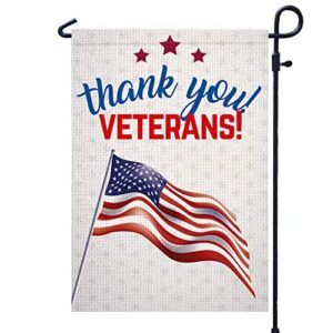 pambo thank you veterans memorial day garden flag | vertical double sided outdoor & yard flag for patriotic flag, november veterans day decoration 12.5″ x 18″