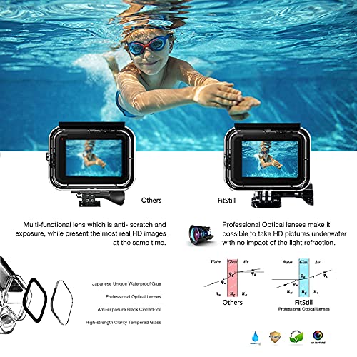 FitStill 60M Waterproof Case for Go Pro Hero 8 Black, Protective Underwater Dive Housing Shell with Bracket Accessories for Go Pro Hero8 Action Camera