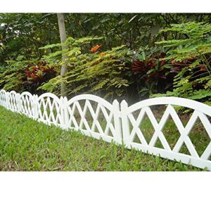 worth garden plastic fence pickets indoor outdoor protective guard edging decor, white – christmas tree fence – 10″ h. x 95″ l.
