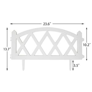 Worth Garden Plastic Fence Pickets Indoor Outdoor Protective Guard Edging Decor, White - Christmas Tree Fence - 10" H. x 95" L.