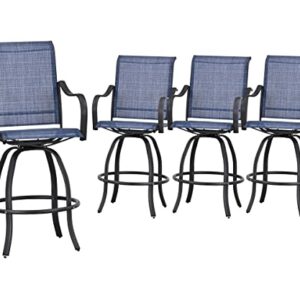 PatioFestival Patio Swivel Bar Stools Set of 4 Outdoor High Bistro Stools Height Chairs Dining Chairs All Weather Garden Furniture(Blue)