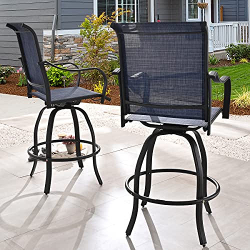 PatioFestival Patio Swivel Bar Stools Set of 4 Outdoor High Bistro Stools Height Chairs Dining Chairs All Weather Garden Furniture(Blue)