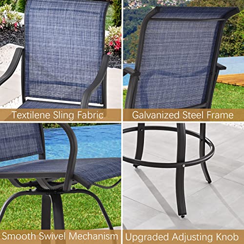 PatioFestival Patio Swivel Bar Stools Set of 4 Outdoor High Bistro Stools Height Chairs Dining Chairs All Weather Garden Furniture(Blue)