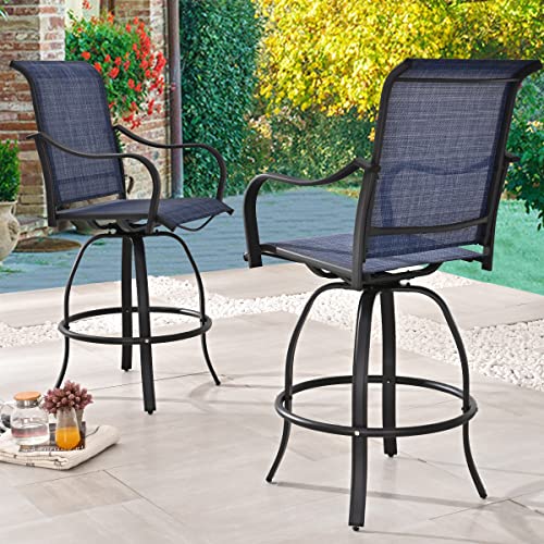 PatioFestival Patio Swivel Bar Stools Set of 4 Outdoor High Bistro Stools Height Chairs Dining Chairs All Weather Garden Furniture(Blue)