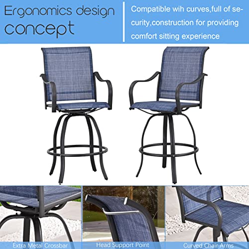 PatioFestival Patio Swivel Bar Stools Set of 4 Outdoor High Bistro Stools Height Chairs Dining Chairs All Weather Garden Furniture(Blue)