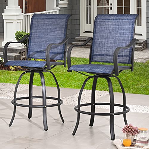 PatioFestival Patio Swivel Bar Stools Set of 4 Outdoor High Bistro Stools Height Chairs Dining Chairs All Weather Garden Furniture(Blue)