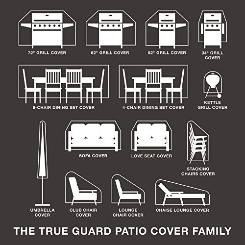 True Guard Patio Furniture Covers Waterproof Heavy Duty - Fits 6-Chair Dining Sets, Rectangle/Oval Table, Octagon Design, 600D Rip-Stop, Fade/Stain/UV Resistant for Outdoor Patio Furniture, Dark Brown