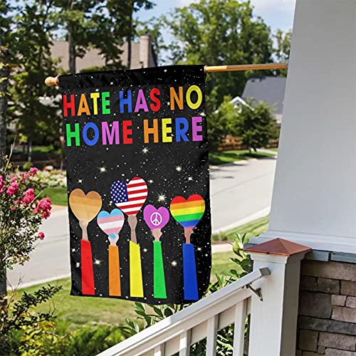 Hate Has No Home Here Garden Flag, 12 x 18 inch Yard Flag Human Rights Justice Sign, BLM Lawn Sign, Feminism Sign, Protest Sign Banner for Outdoor Yard Decoration