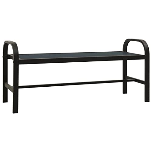 vidaXL Patio Bench Garden Outdoor Lawn Yard Terrace Balcony Backyard Seat Seating Sitting Chair Bench Furniture Steel and WPC Black