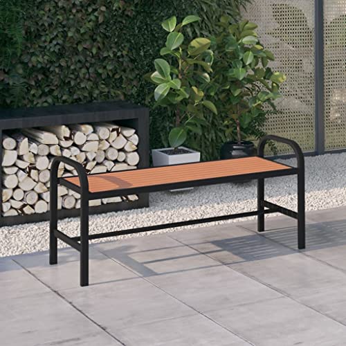 vidaXL Patio Bench Garden Outdoor Lawn Yard Terrace Balcony Backyard Seat Seating Sitting Chair Bench Furniture Steel and WPC Black