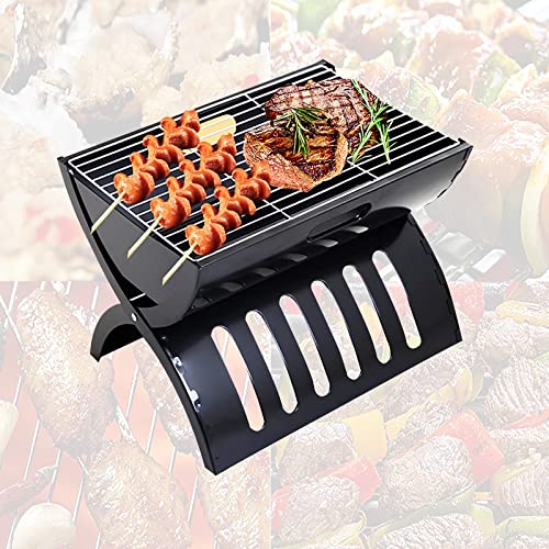 SRHMYWBW BBQ Grill Charcoal Barbecue Grill 2.2kg/4.85lb Folding Portable Grill for 3-5 Persons Barbecue Desk Smoker Outdoor Camping Party Garden Picnic Travel Black