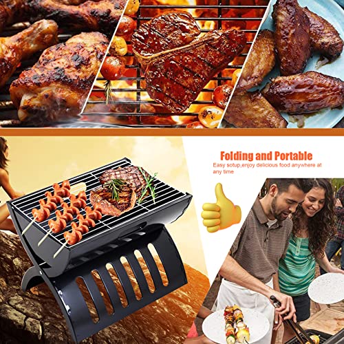 SRHMYWBW BBQ Grill Charcoal Barbecue Grill 2.2kg/4.85lb Folding Portable Grill for 3-5 Persons Barbecue Desk Smoker Outdoor Camping Party Garden Picnic Travel Black