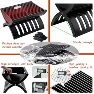 SRHMYWBW BBQ Grill Charcoal Barbecue Grill 2.2kg/4.85lb Folding Portable Grill for 3-5 Persons Barbecue Desk Smoker Outdoor Camping Party Garden Picnic Travel Black