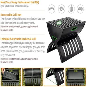 SRHMYWBW BBQ Grill Charcoal Barbecue Grill 2.2kg/4.85lb Folding Portable Grill for 3-5 Persons Barbecue Desk Smoker Outdoor Camping Party Garden Picnic Travel Black