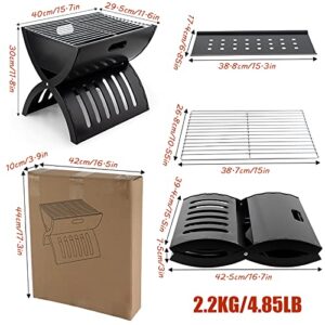 SRHMYWBW BBQ Grill Charcoal Barbecue Grill 2.2kg/4.85lb Folding Portable Grill for 3-5 Persons Barbecue Desk Smoker Outdoor Camping Party Garden Picnic Travel Black