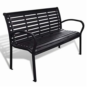 bluecc vintage garden bench with steel frame 3-seater outdoor patio furniture