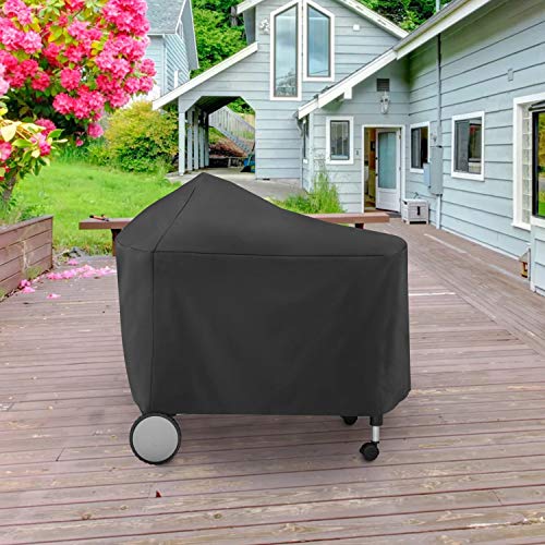 SunPatio Outdoor Waterproof Grill Cover Compatible for Weber 22 Inch Performer Premium Deluxe, RecTeq, Char-Griller Grills, Compared to Weber 7152, Heavy Duty Weather Resistant Charcoal BBQ Cover