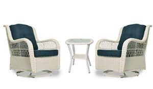 tortuga outdoor rio-3bs-set-wh rio vista 3 piece bistro set patio furniture, white wicker and navy blue cushions