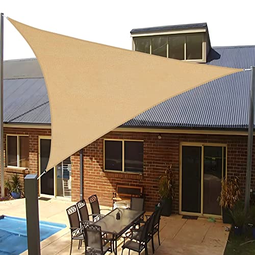 SUNLAX Sun Shade Sail, 10'x10'x10' Sand Triangle Canopy Shades for Outdoor Patio Pergola Cover Sunshade Sails UV Blocking Canovas Covers