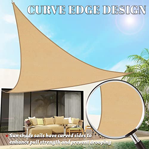 SUNLAX Sun Shade Sail, 10'x10'x10' Sand Triangle Canopy Shades for Outdoor Patio Pergola Cover Sunshade Sails UV Blocking Canovas Covers