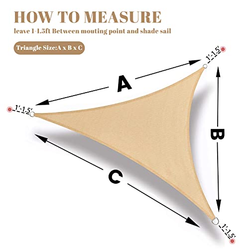 SUNLAX Sun Shade Sail, 10'x10'x10' Sand Triangle Canopy Shades for Outdoor Patio Pergola Cover Sunshade Sails UV Blocking Canovas Covers