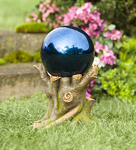 Plow & Hearth 52610-BL Stainless Steel Gazing Ball, IIndigo Blue