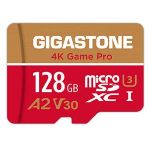 [5-yrs free data recovery] gigastone 128gb micro sd card, 4k game pro, microsdxc memory card for nintendo-switch, gopro, action camera, dji, uhd video, r/w up to 100/50mb/s, uhs-i u3 a2 v30 c10