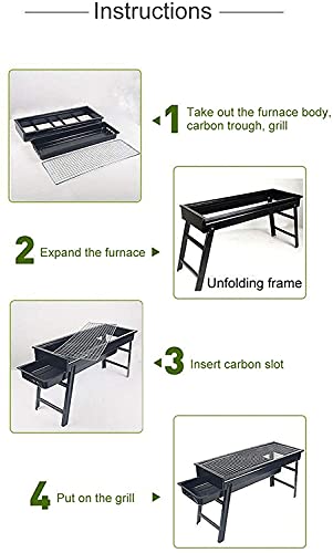 Portable Folding Charcoal Stainless Steel Barbecue Grill Outdoor Garden BBQ Utensil for Terrace Garden Hiking Picnics Party