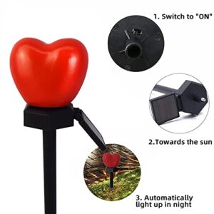 Solar Heart Light, Valentine's Day Outdoor Decorations Lights, Solar Lights LED Stakes Outdoor Red Heart-Shaped Light Garden Decor Atmosphere Light Ground Inserting Waterproof Lamp