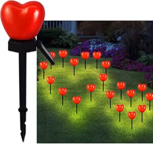 solar heart light, valentine’s day outdoor decorations lights, solar lights led stakes outdoor red heart-shaped light garden decor atmosphere light ground inserting waterproof lamp