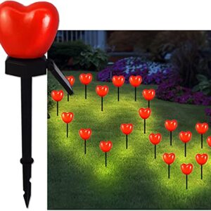 Solar Heart Light, Valentine's Day Outdoor Decorations Lights, Solar Lights LED Stakes Outdoor Red Heart-Shaped Light Garden Decor Atmosphere Light Ground Inserting Waterproof Lamp