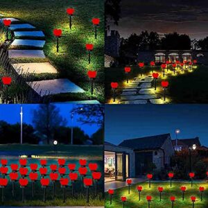 Solar Heart Light, Valentine's Day Outdoor Decorations Lights, Solar Lights LED Stakes Outdoor Red Heart-Shaped Light Garden Decor Atmosphere Light Ground Inserting Waterproof Lamp