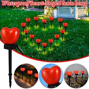 Solar Heart Light, Valentine's Day Outdoor Decorations Lights, Solar Lights LED Stakes Outdoor Red Heart-Shaped Light Garden Decor Atmosphere Light Ground Inserting Waterproof Lamp