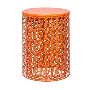 Homebeez Metal Accent Table, Set of 2 Decorative Round End Tables Nightstands, Coffee Side Tables for Indoor Outdoor and More (Orange Red)